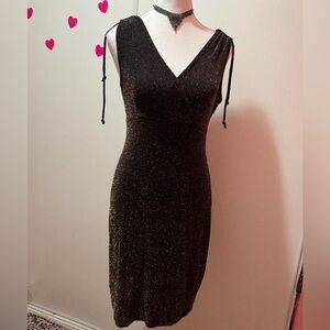 Y2K Dynamite Black Gold Sparkly Dress
